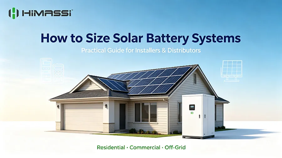 How to size a solar battery system practical guide cover, with Australian residential rooftop solar and home battery storage